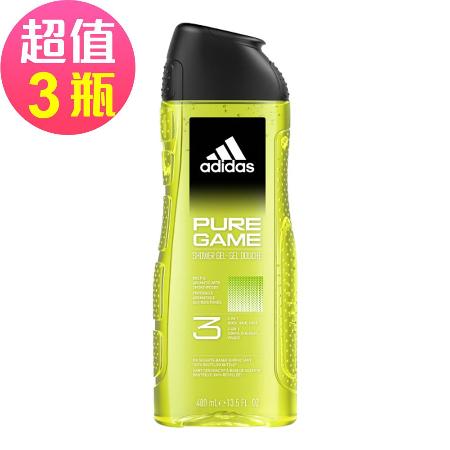 愛迪達男性三合一潔顏洗髮沐浴露(超越挑戰)x3罐組(400ml/罐)🌞90D007
